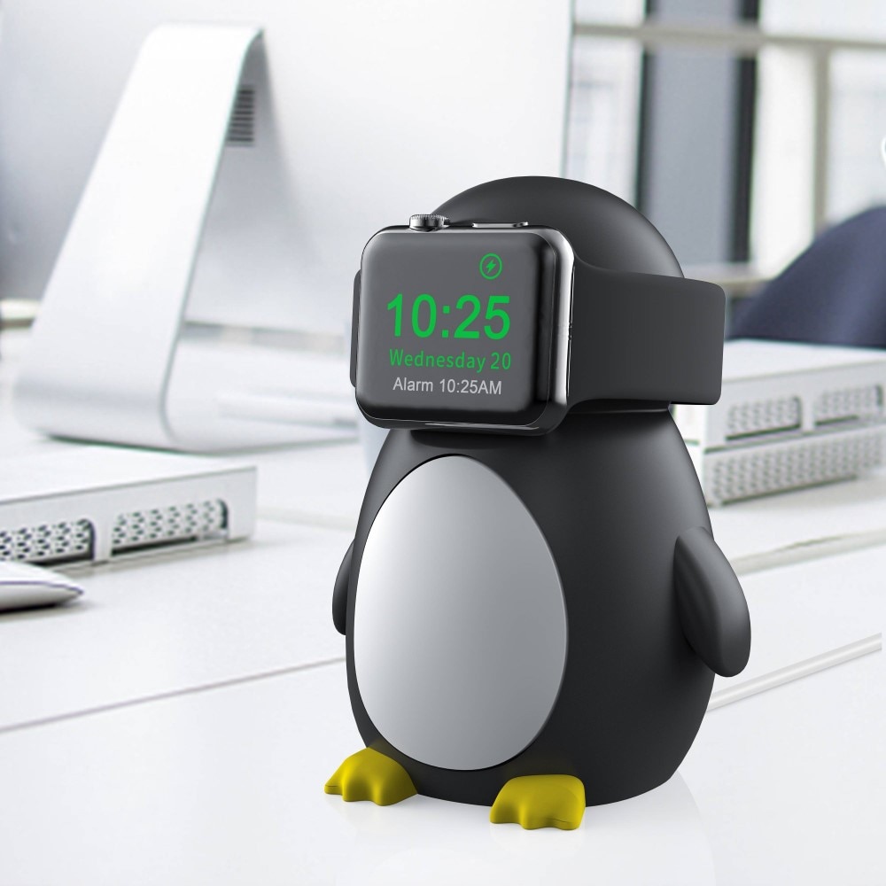 Ladestander Apple Watch sort pingvin