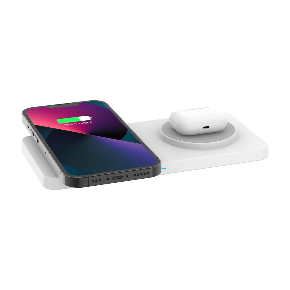 2-i-1 Magnetisk Trådløs Opladningsplade 30W Hvid
