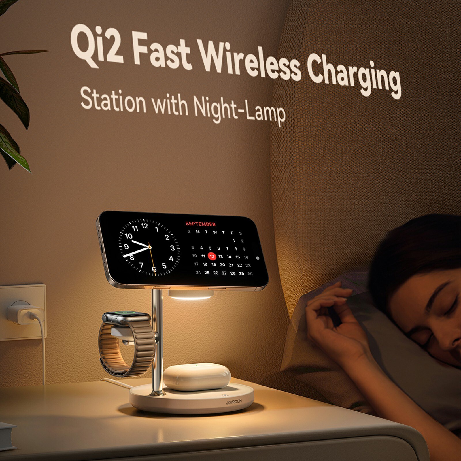 4-i-1 Magnetisk Trådløs Ladestation Qi2 Hvid