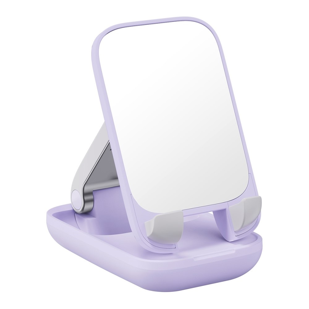 Sammenklappeligt bordstativ med spejl til mobil lila