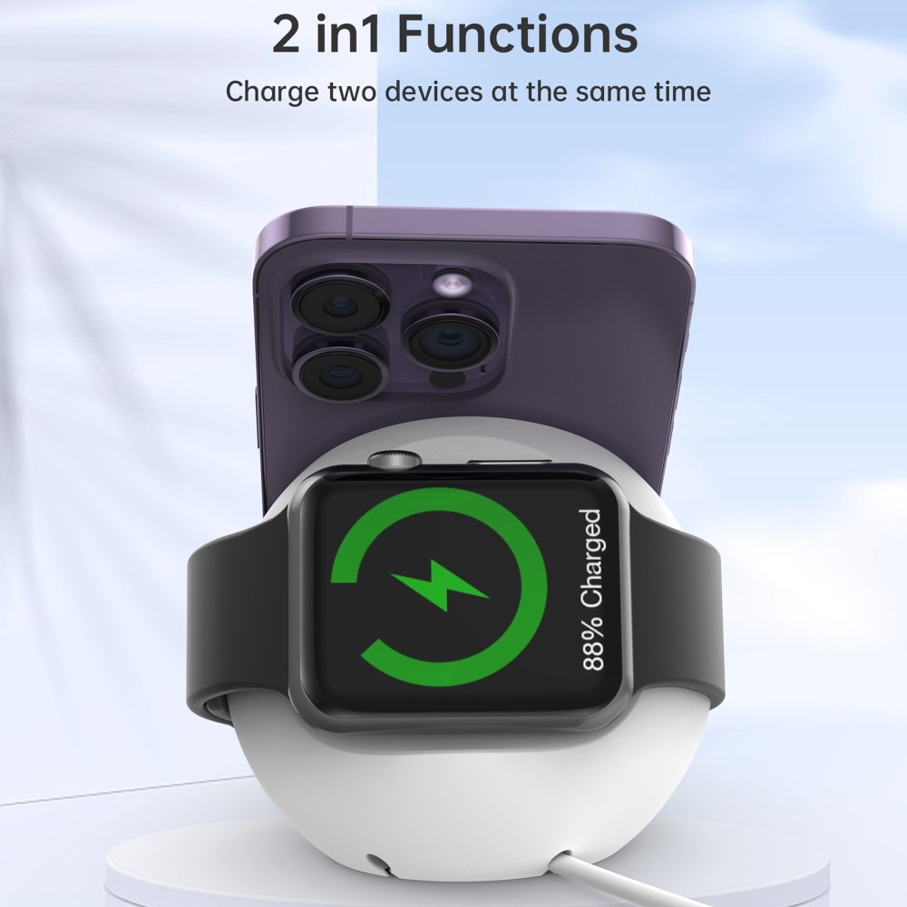Rundt MagSafe + Apple Watch Opladningsstand hvid
