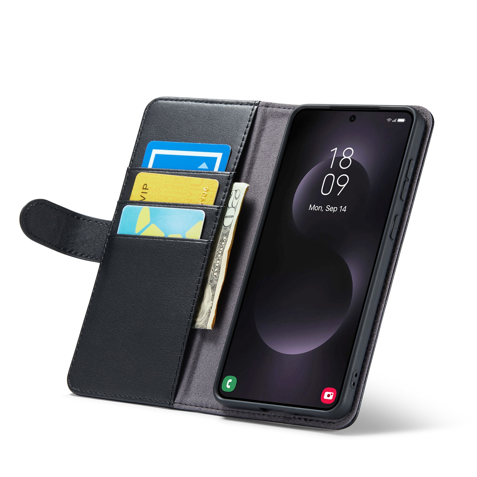 Ægte Læderetui Samsung Galaxy S25 Edge Sort