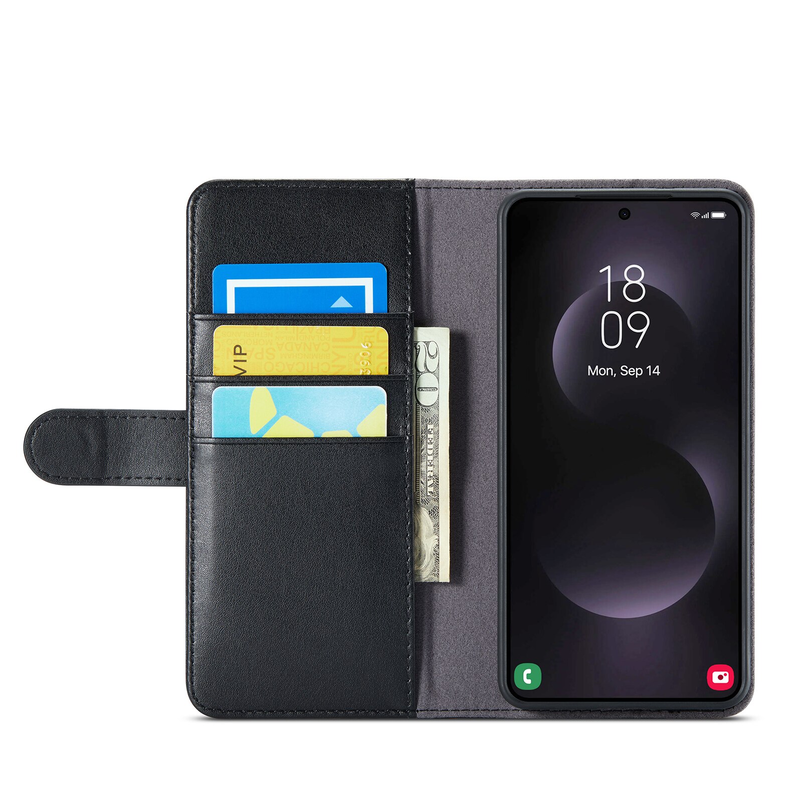 Ægte Læderetui Samsung Galaxy S25 Edge Sort