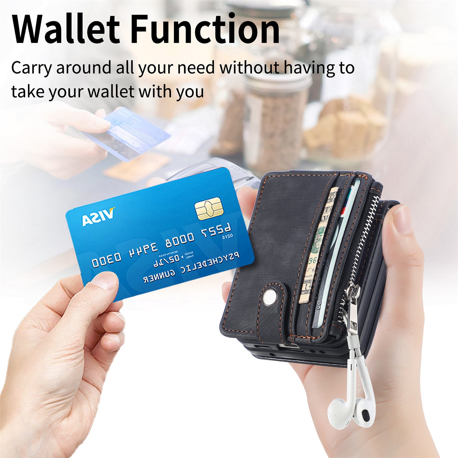 Zipper Multi-Slot Mobiltaske Samsung Galaxy Z Flip 7 Sort