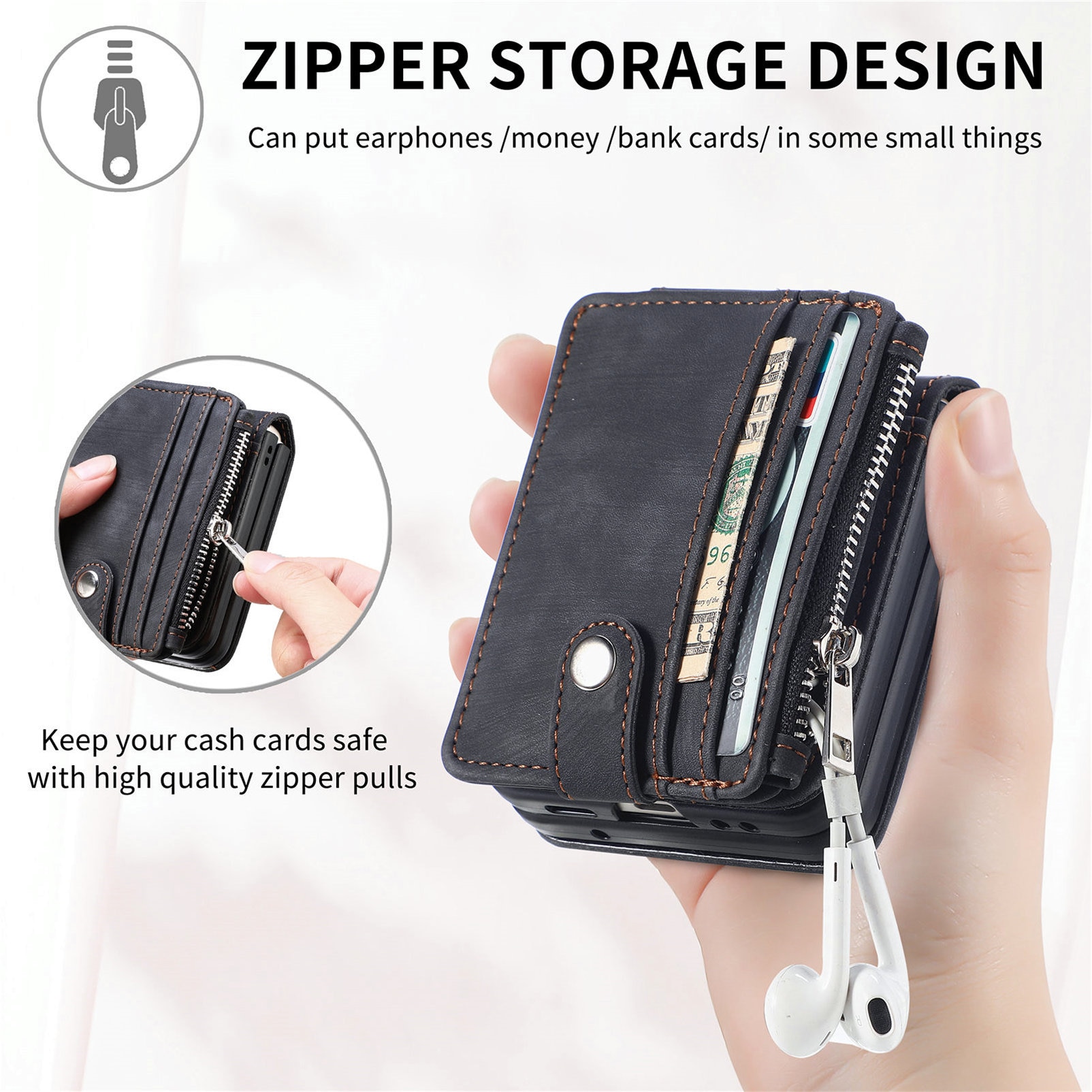 Zipper Multi-Slot Mobiltaske Samsung Galaxy Z Flip 7 Sort