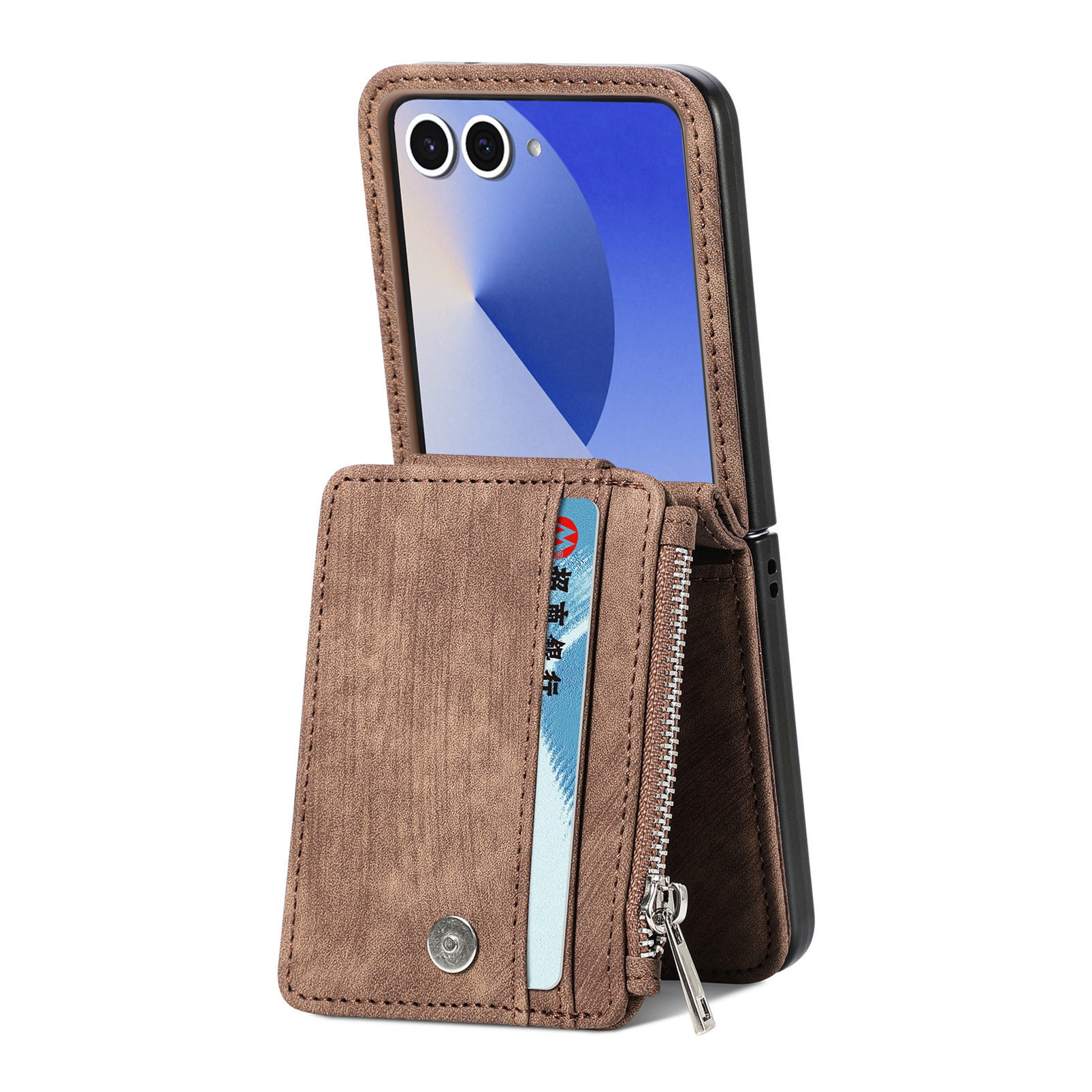 Zipper Multi-Slot Mobiltaske Samsung Galaxy Z Flip 7 Brun