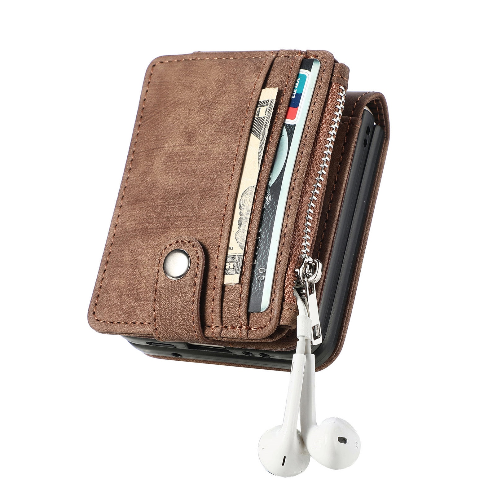 Zipper Multi-Slot Mobiltaske Samsung Galaxy Z Flip 7 Brun