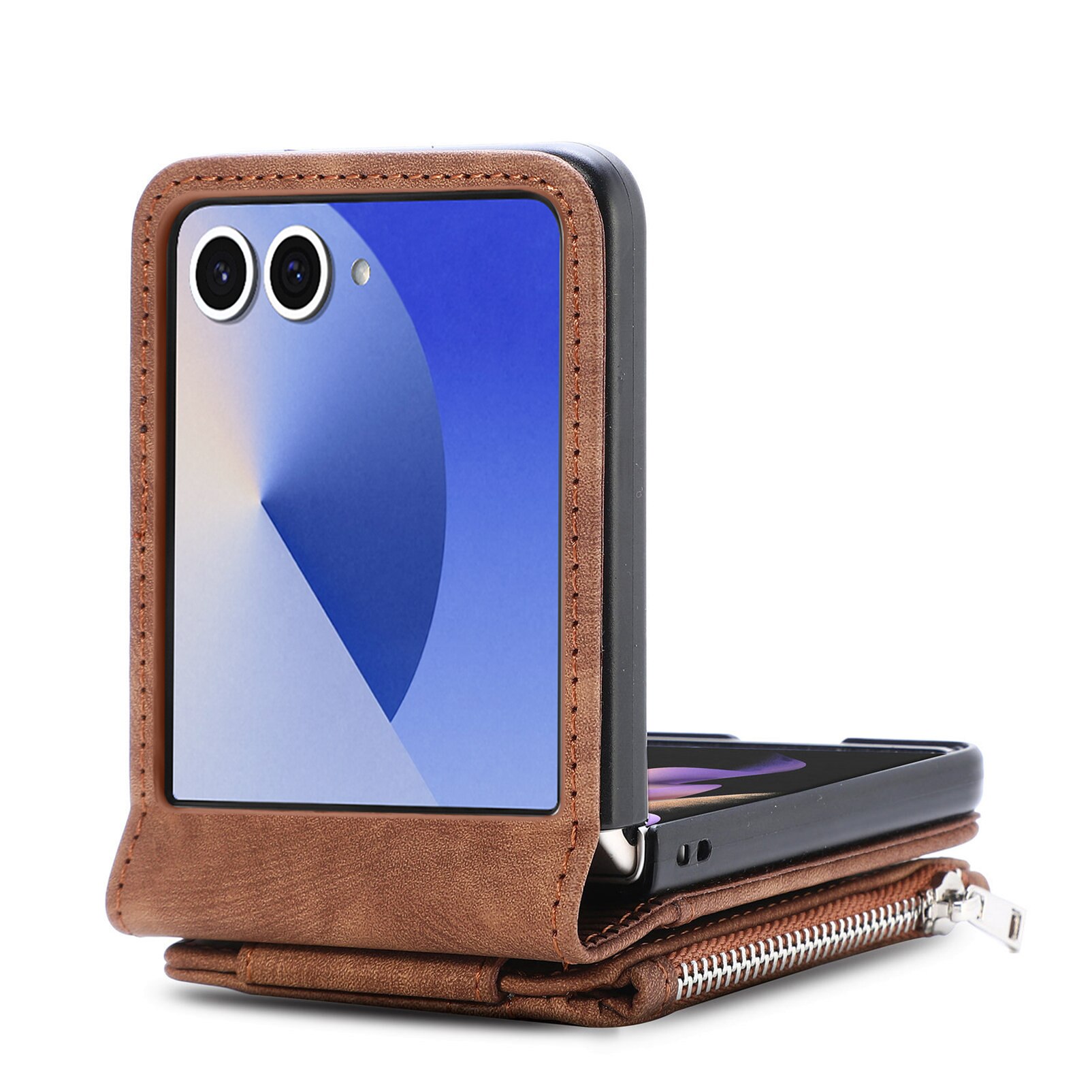 Zipper Multi-Slot Mobiltaske Samsung Galaxy Z Flip 7 Brun
