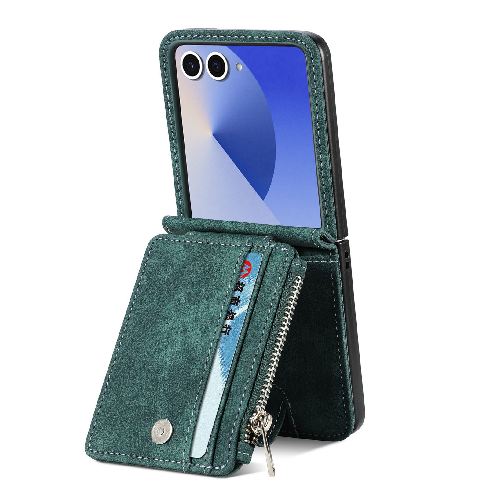 Zipper Multi-Slot Mobiltaske Samsung Galaxy Z Flip 7 Grøn