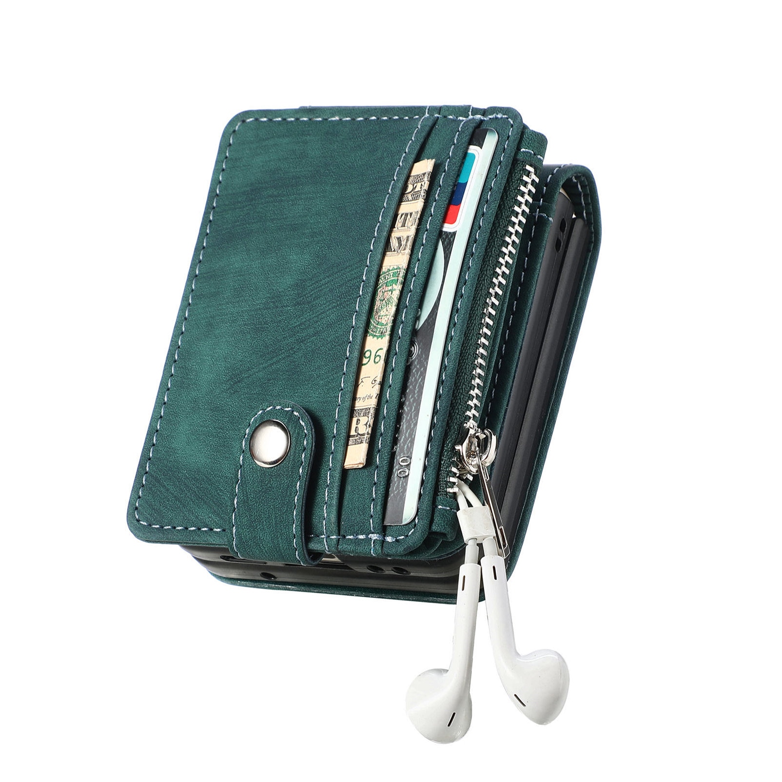 Zipper Multi-Slot Mobiltaske Samsung Galaxy Z Flip 7 Grøn