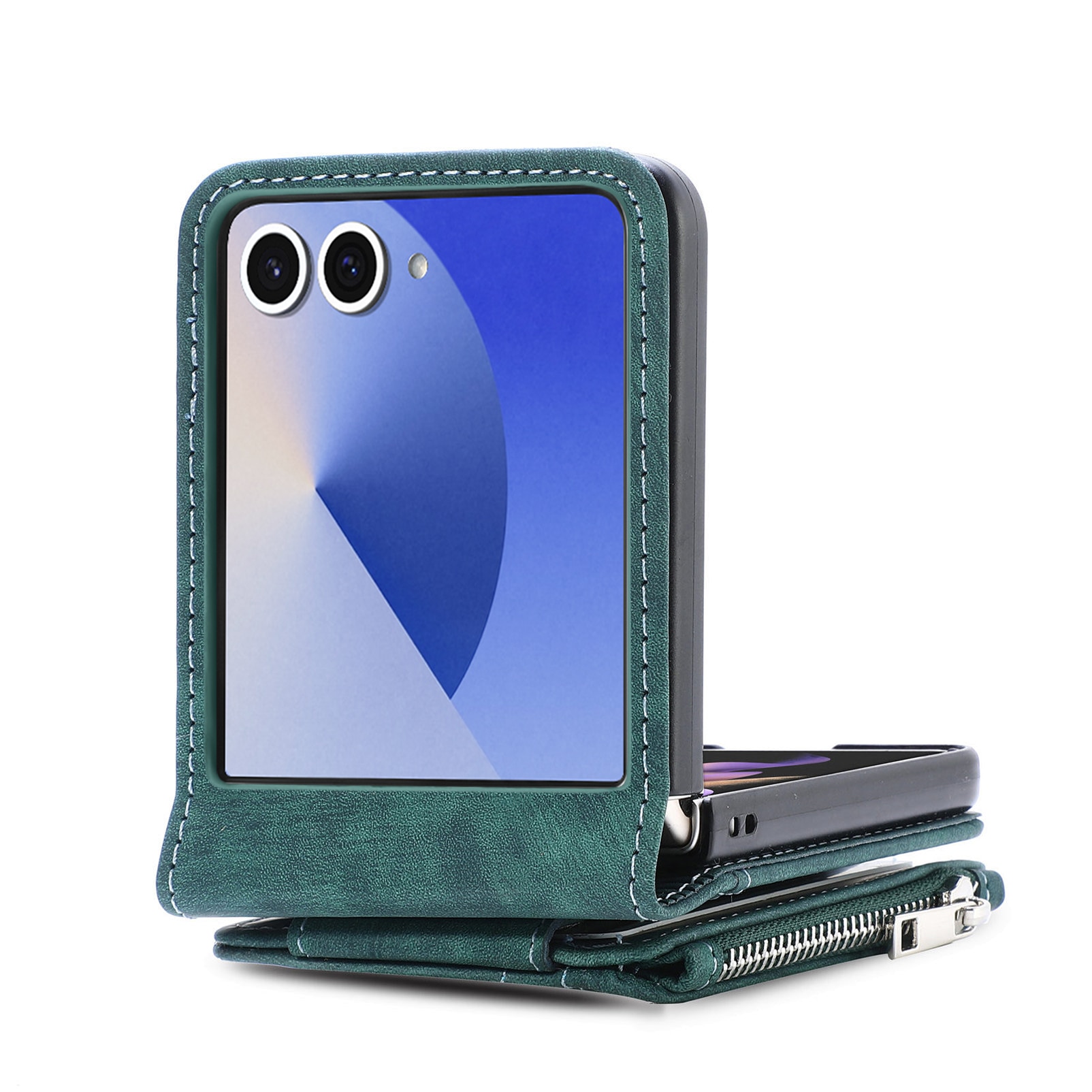 Zipper Multi-Slot Mobiltaske Samsung Galaxy Z Flip 7 Grøn