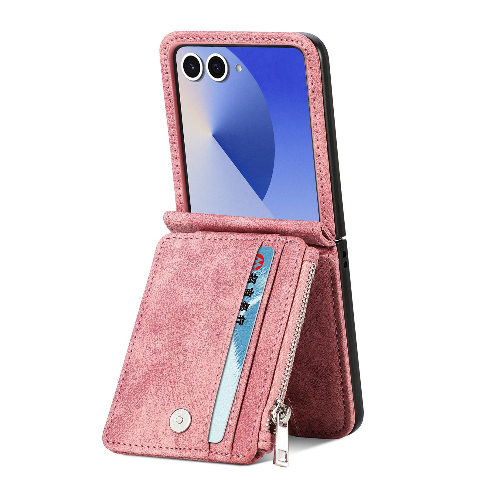 Zipper Multi-Slot Mobiltaske Samsung Galaxy Z Flip 7 Lyserød