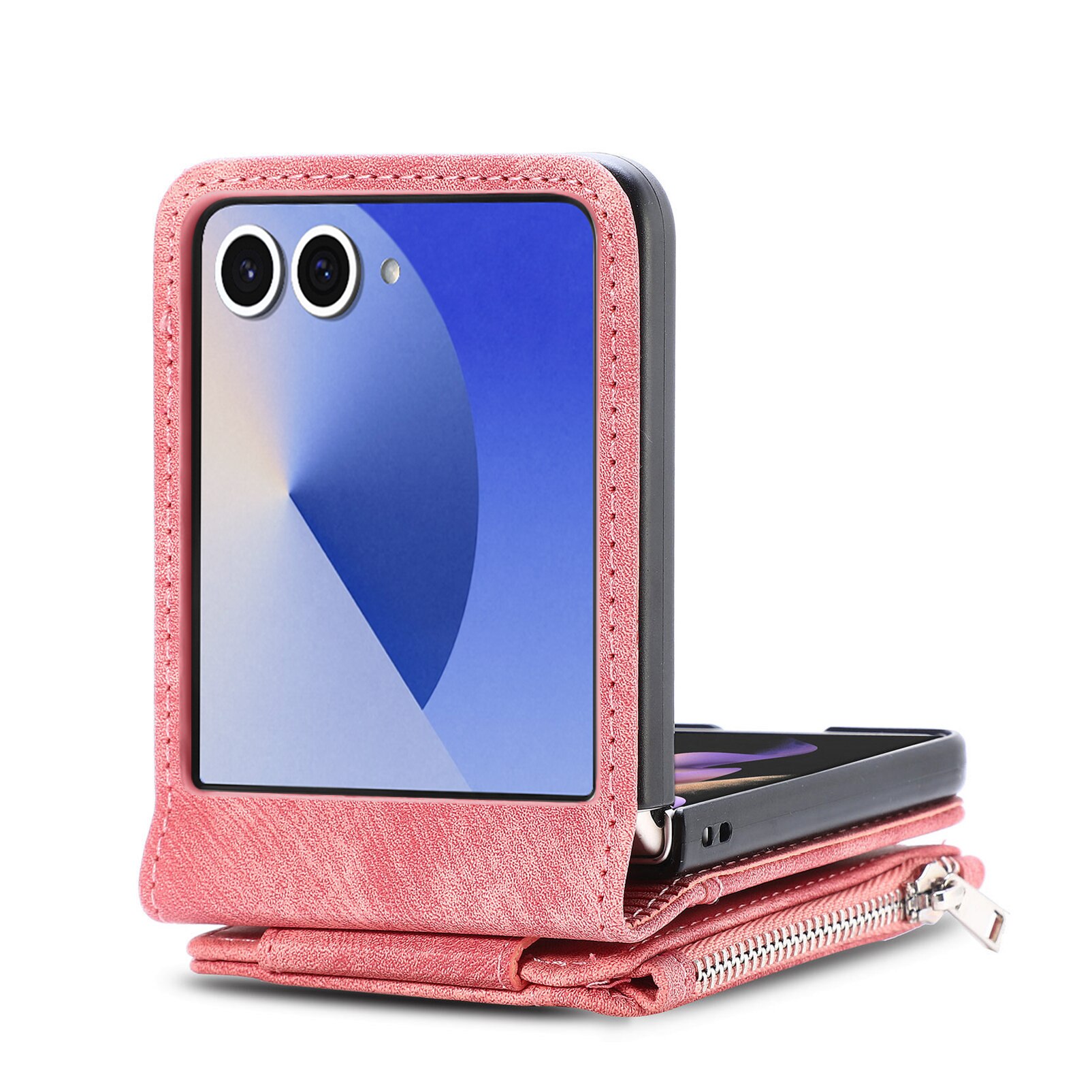 Zipper Multi-Slot Mobiltaske Samsung Galaxy Z Flip 7 Lyserød