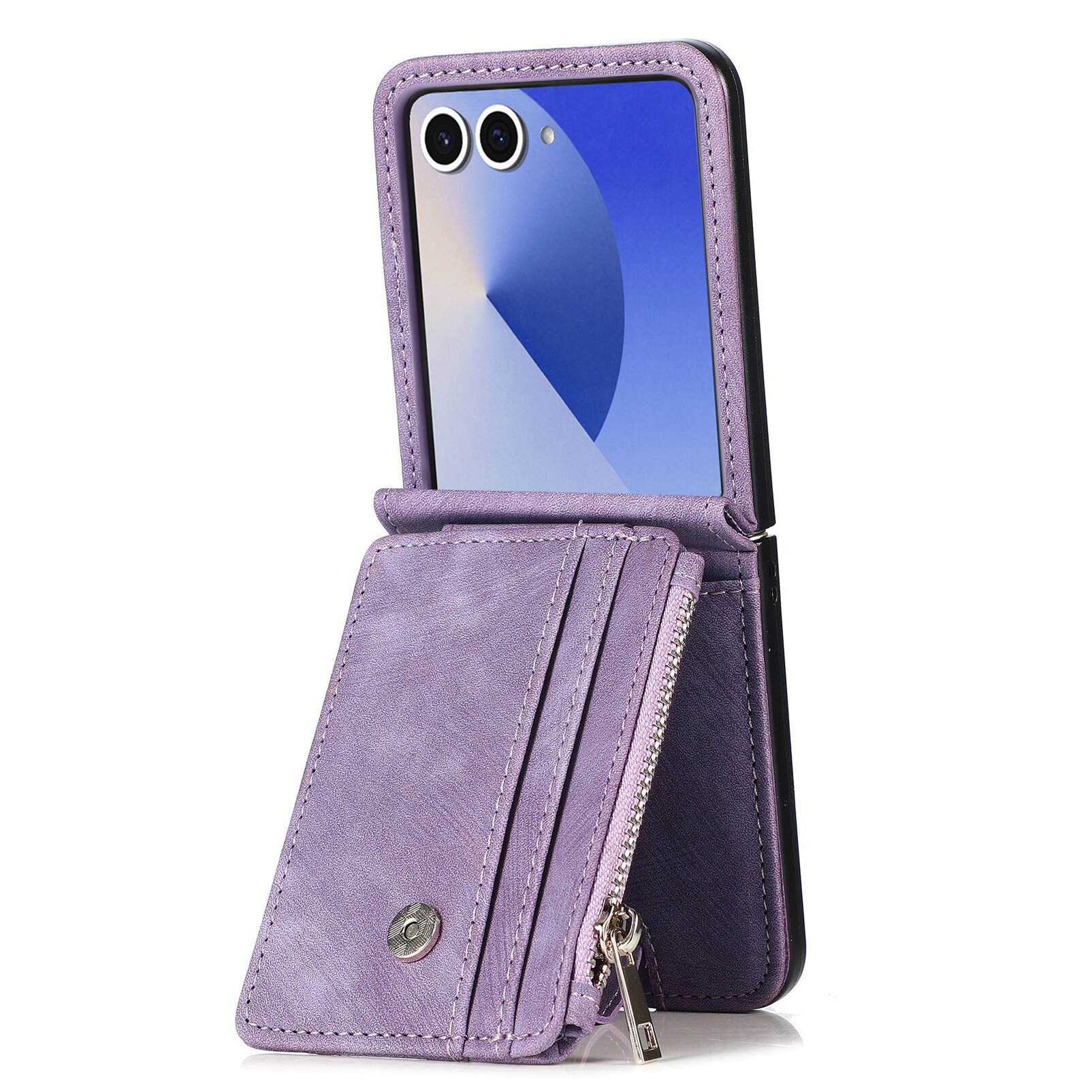 Zipper Multi-Slot Mobiltaske Samsung Galaxy Z Flip 7 Lilla