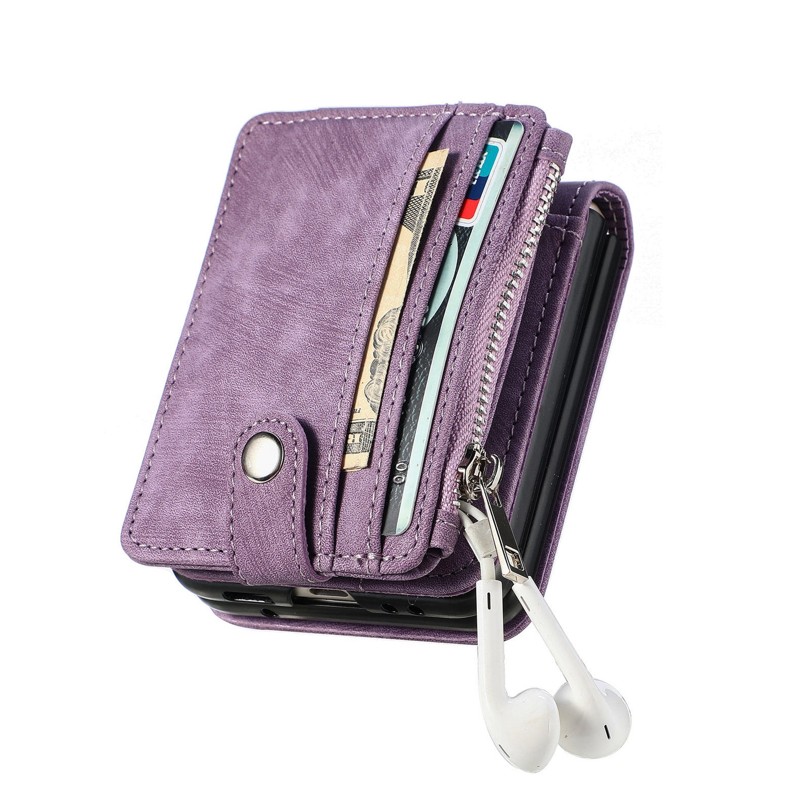 Zipper Multi-Slot Mobiltaske Samsung Galaxy Z Flip 7 Lilla