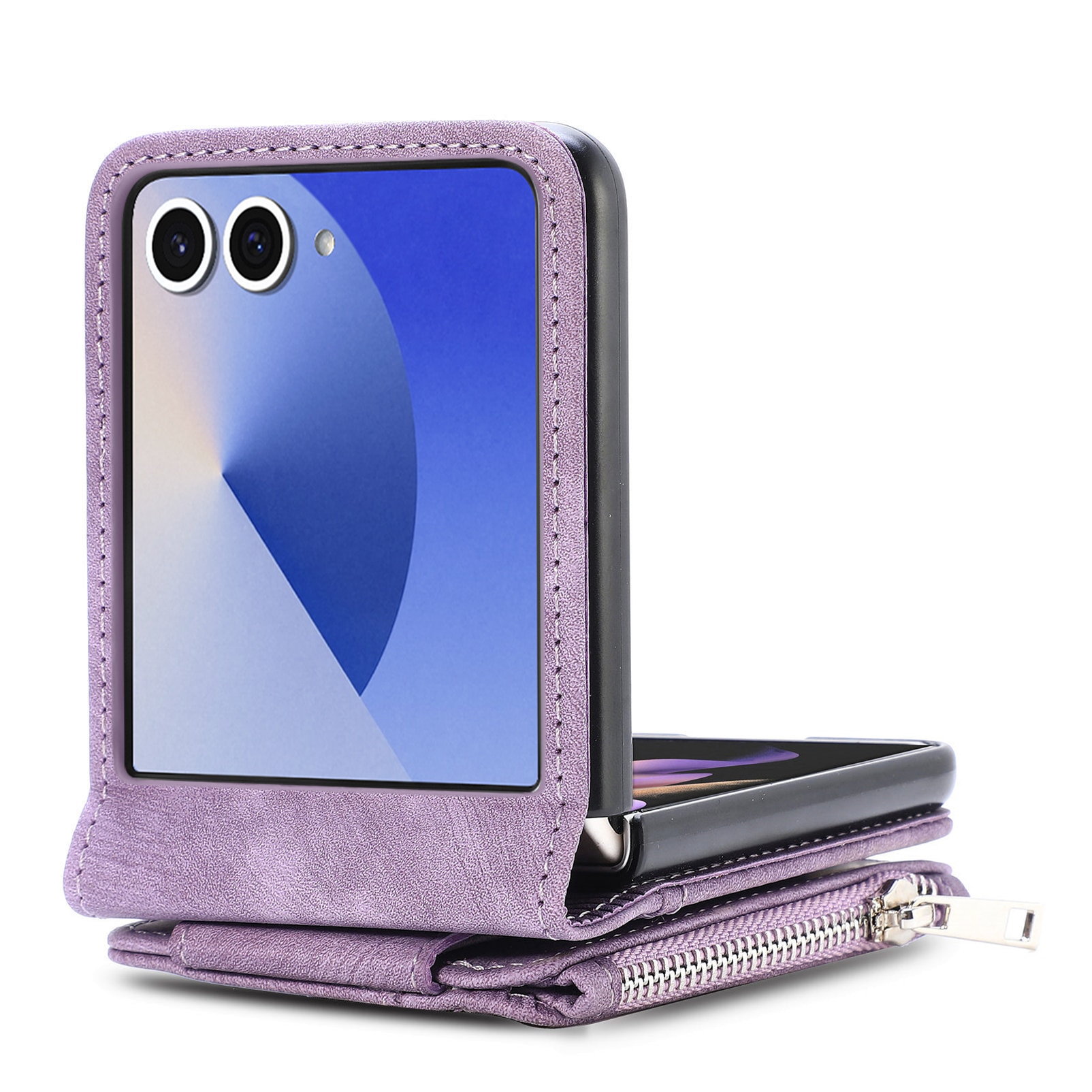Zipper Multi-Slot Mobiltaske Samsung Galaxy Z Flip 7 Lilla
