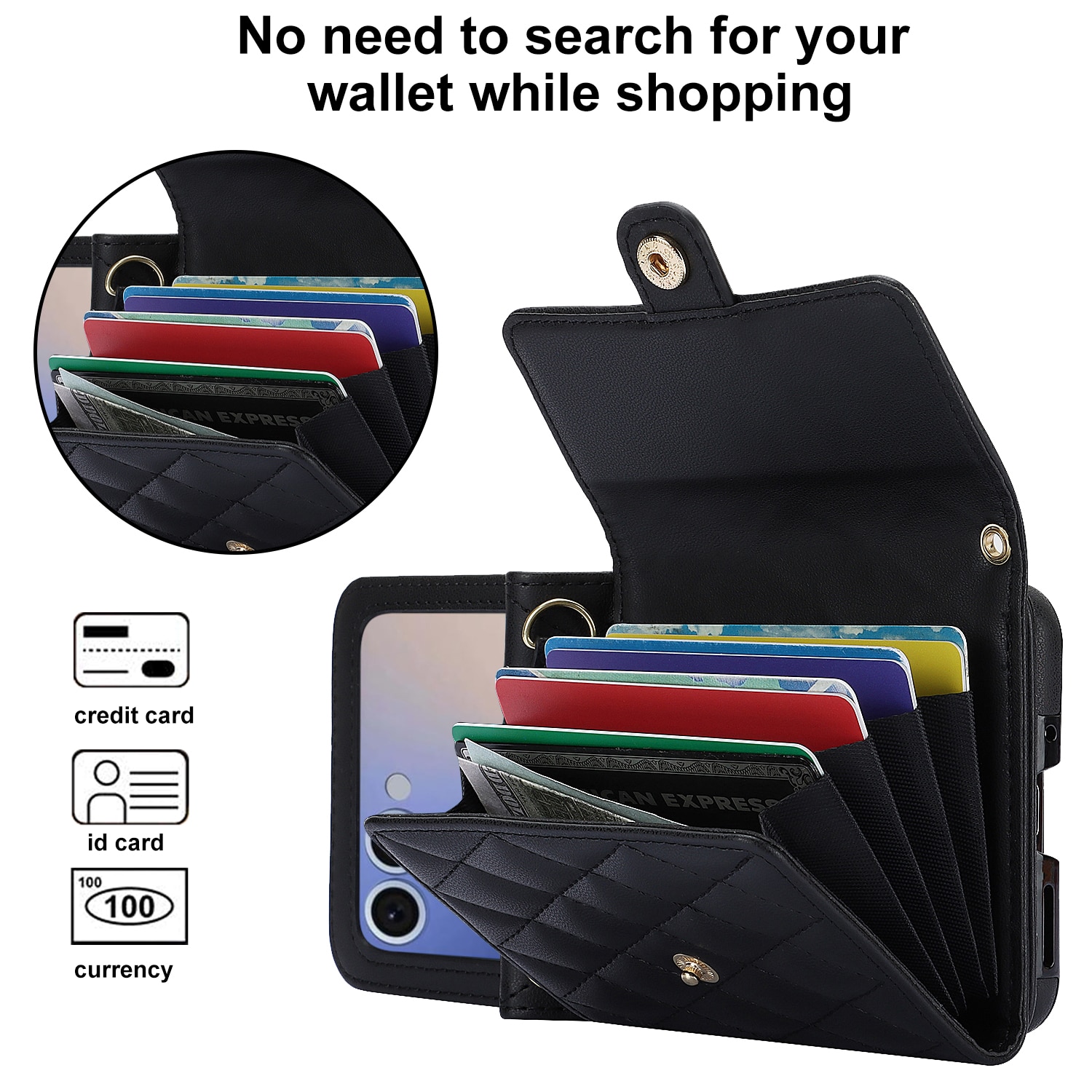 RFID blocking Pung Taske Samsung Galaxy Z Flip 7 Quilted Sort
