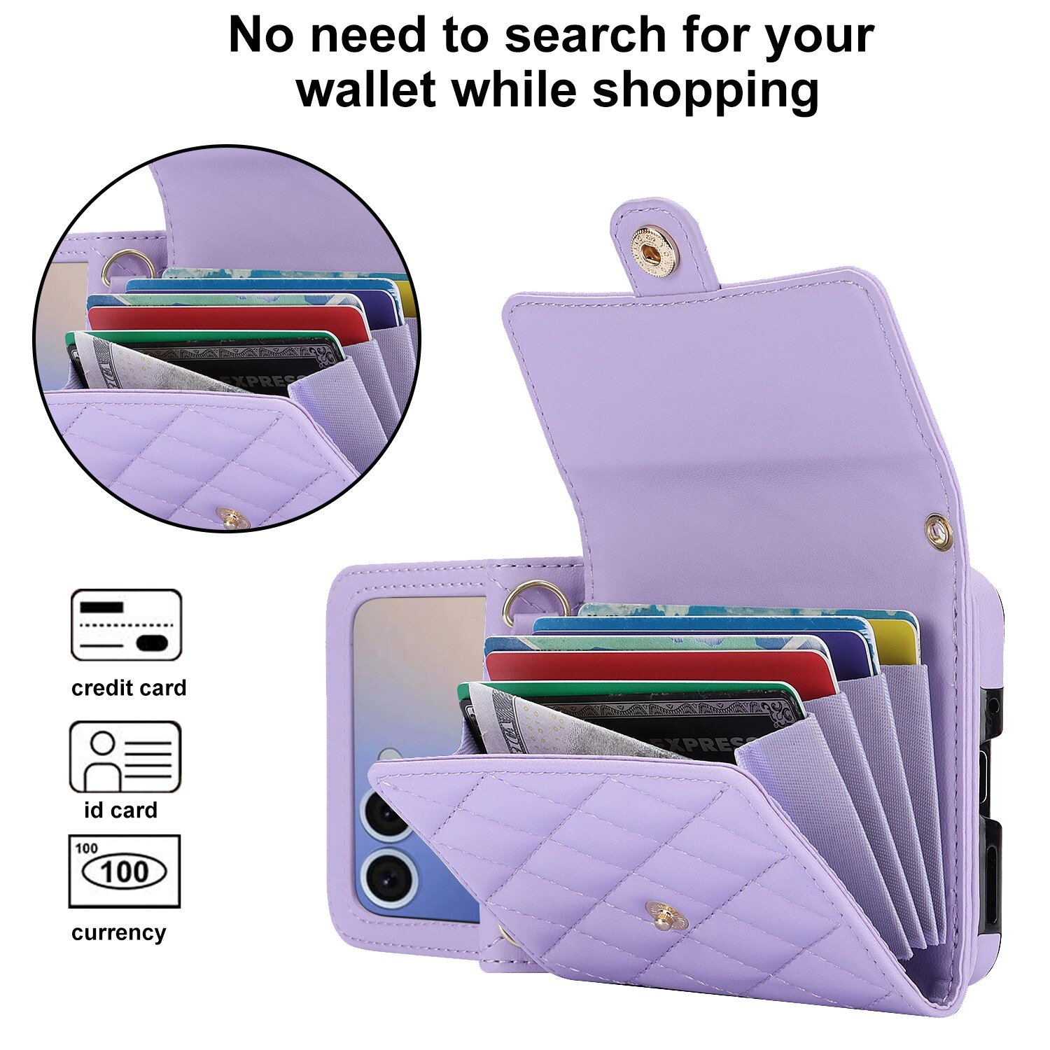RFID blocking Pung Taske Samsung Galaxy Z Flip 7 Quilted Lilla