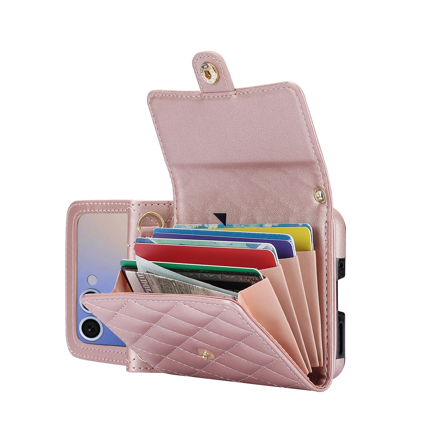 RFID blocking Pung Taske Samsung Galaxy Z Flip 7 Quilted Rose guld