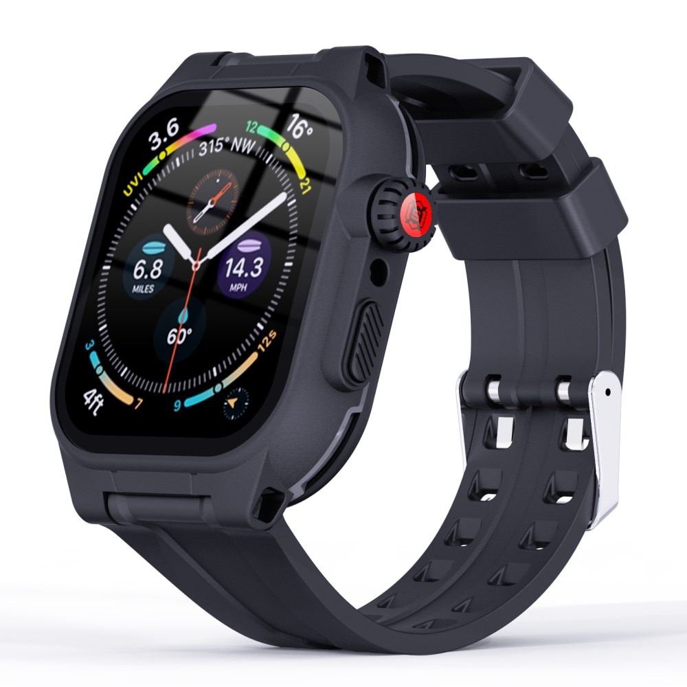 Vandtæt Cover + Silikonearmbånd Apple Watch 45mm Series 9 sort