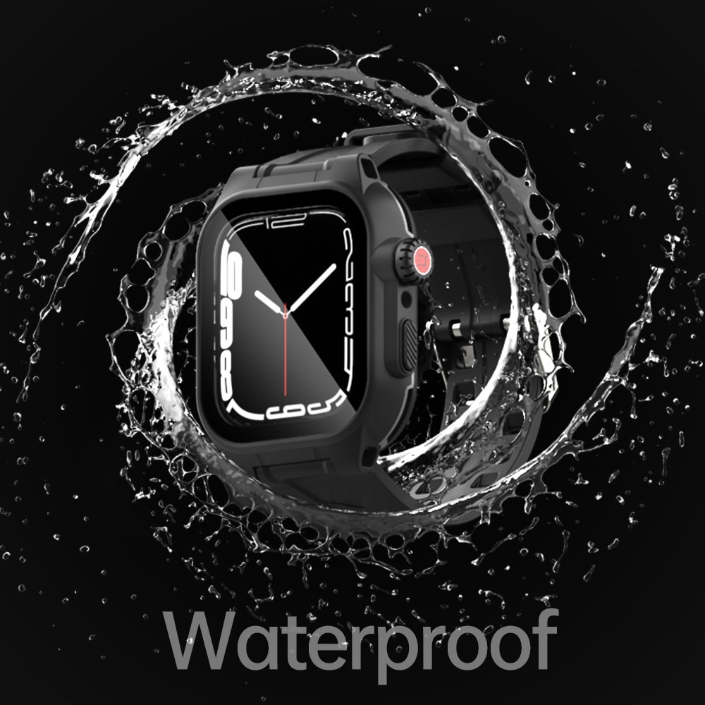 Vandtæt Cover + Silikonearmbånd Apple Watch 45mm Series 8 sort