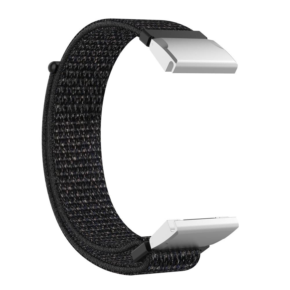 Nylonurrem Garmin Fenix 5/5 Plus/6/6 Pro/7 sort/sølv