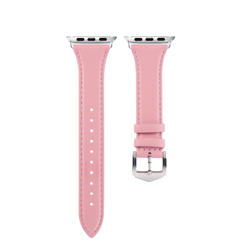Slim Læderrem Apple Watch 45mm Series 7 lyserød