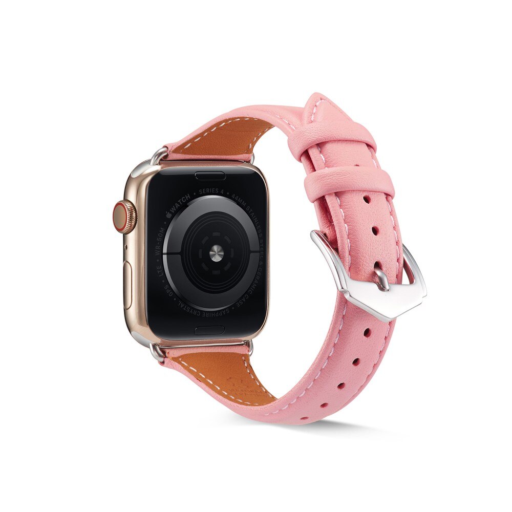 Slim Læderrem Apple Watch 45mm Series 7 lyserød