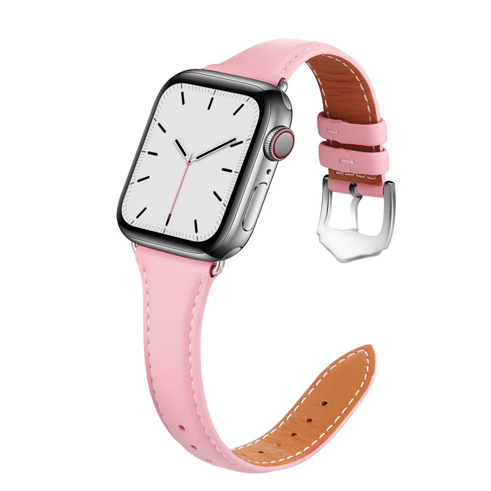 Slim Læderrem Apple Watch 45mm Series 7 lyserød