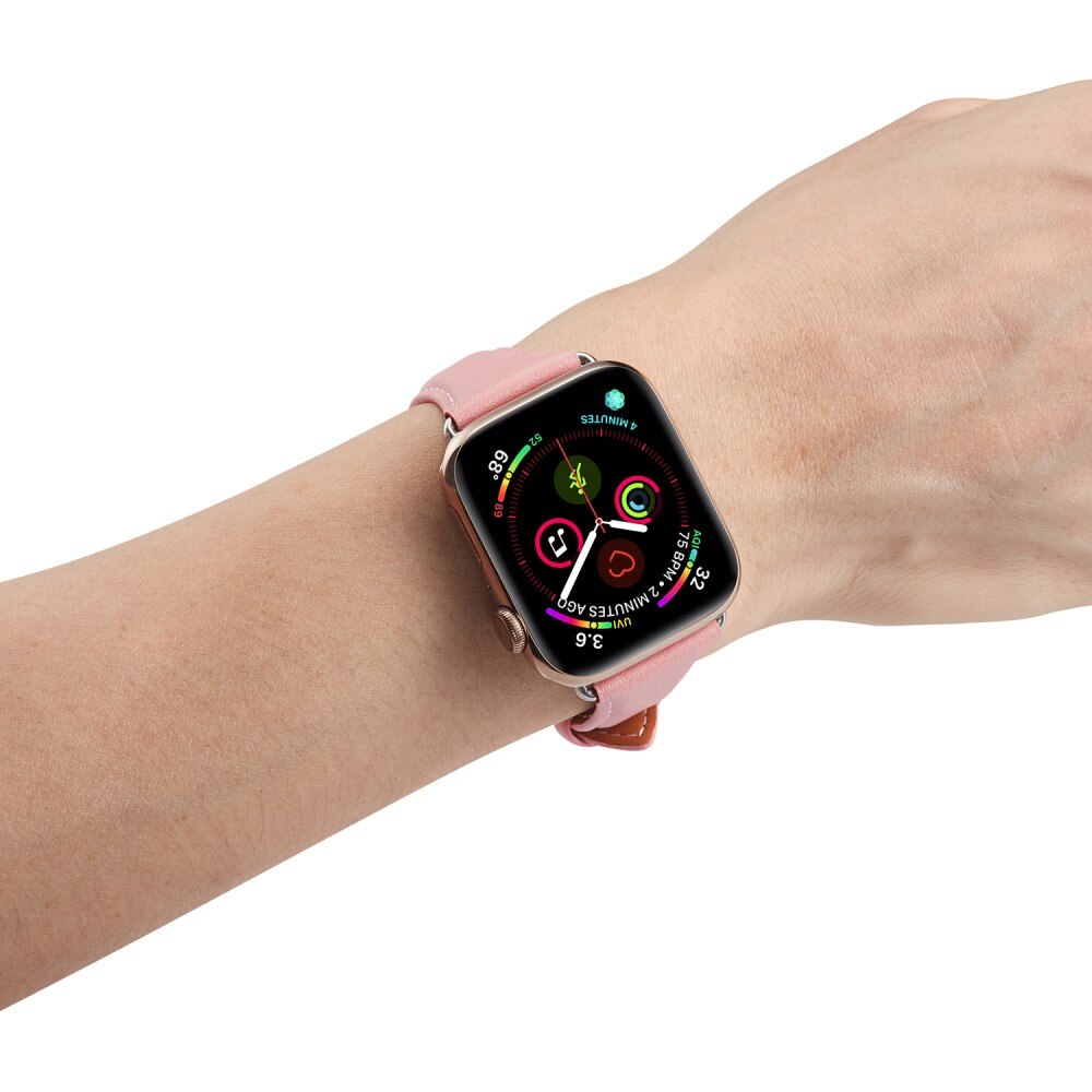 Slim Læderrem Apple Watch 45mm Series 7 lyserød