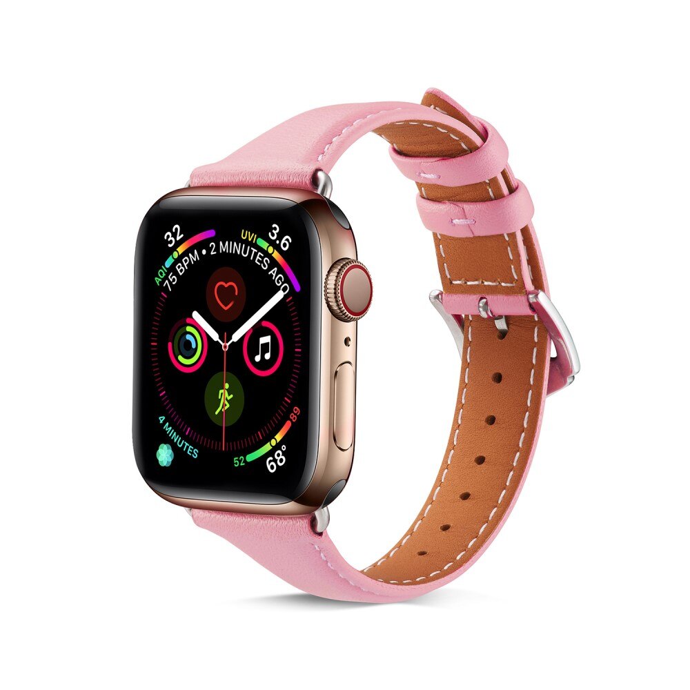 Slim Læderrem Apple Watch Series 8 45mm Lyserød