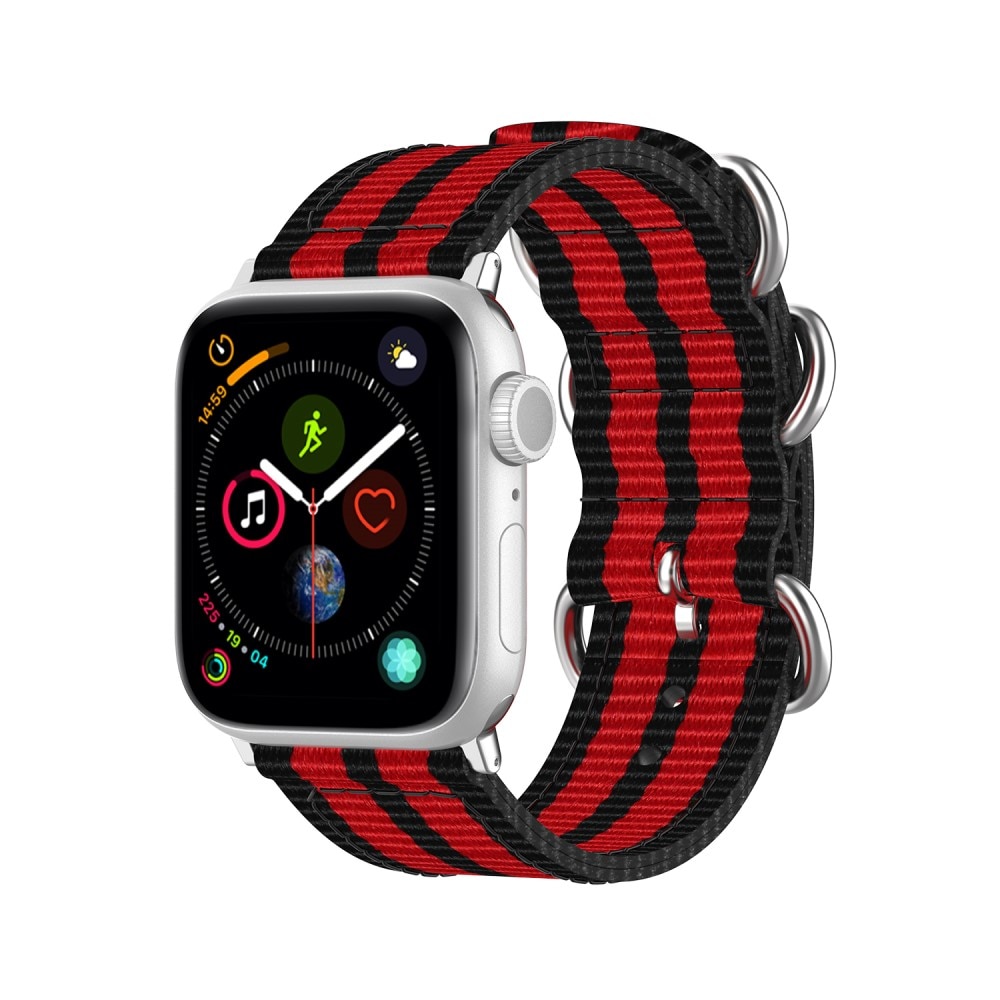 Apple Watch 42mm Nato armbånd sort/rød