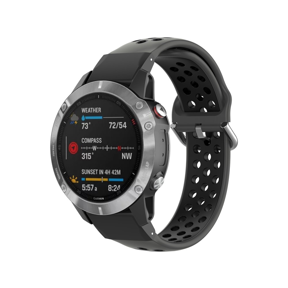 Silikonearmbånd Sport Garmin Fenix 6 Pro sort