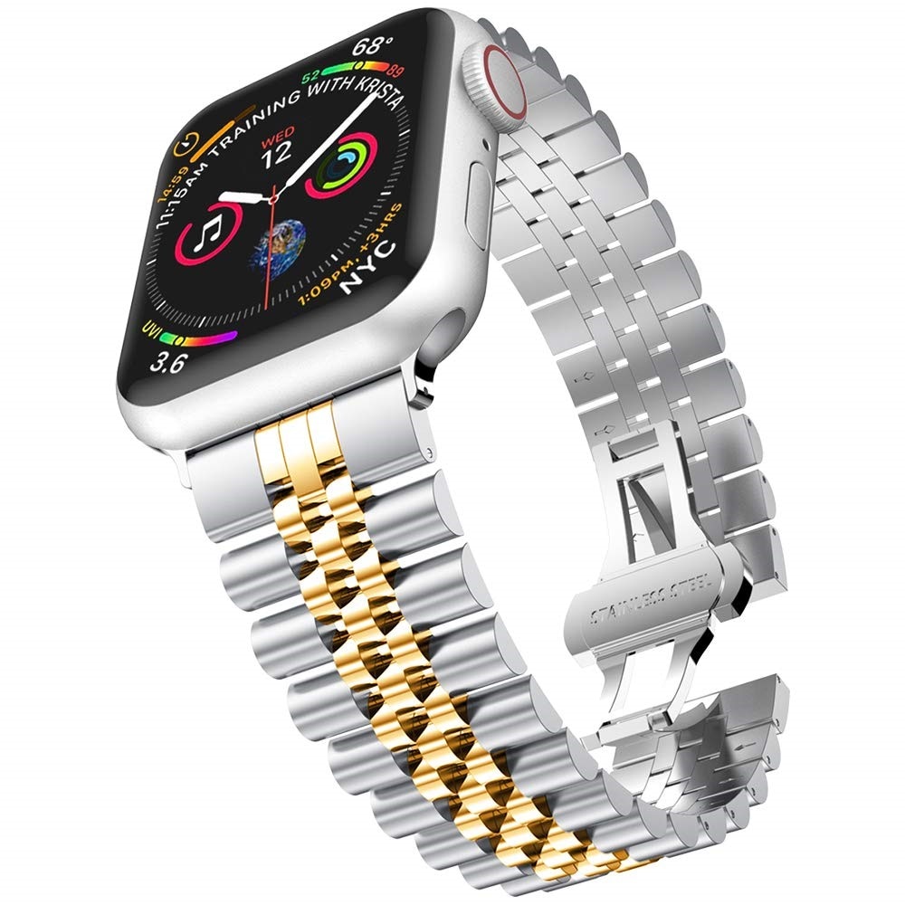 Stainless Steel Bracelet Apple Watch 41mm Series 7 sølv/guld