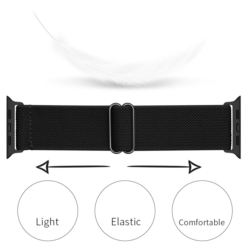 Elastisk Nylonurrem Apple Watch 45mm Series 9 sort