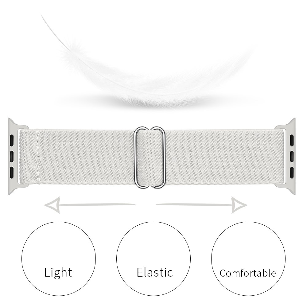 Elastisk Nylonurrem Apple Watch 45mm Series 7 hvid