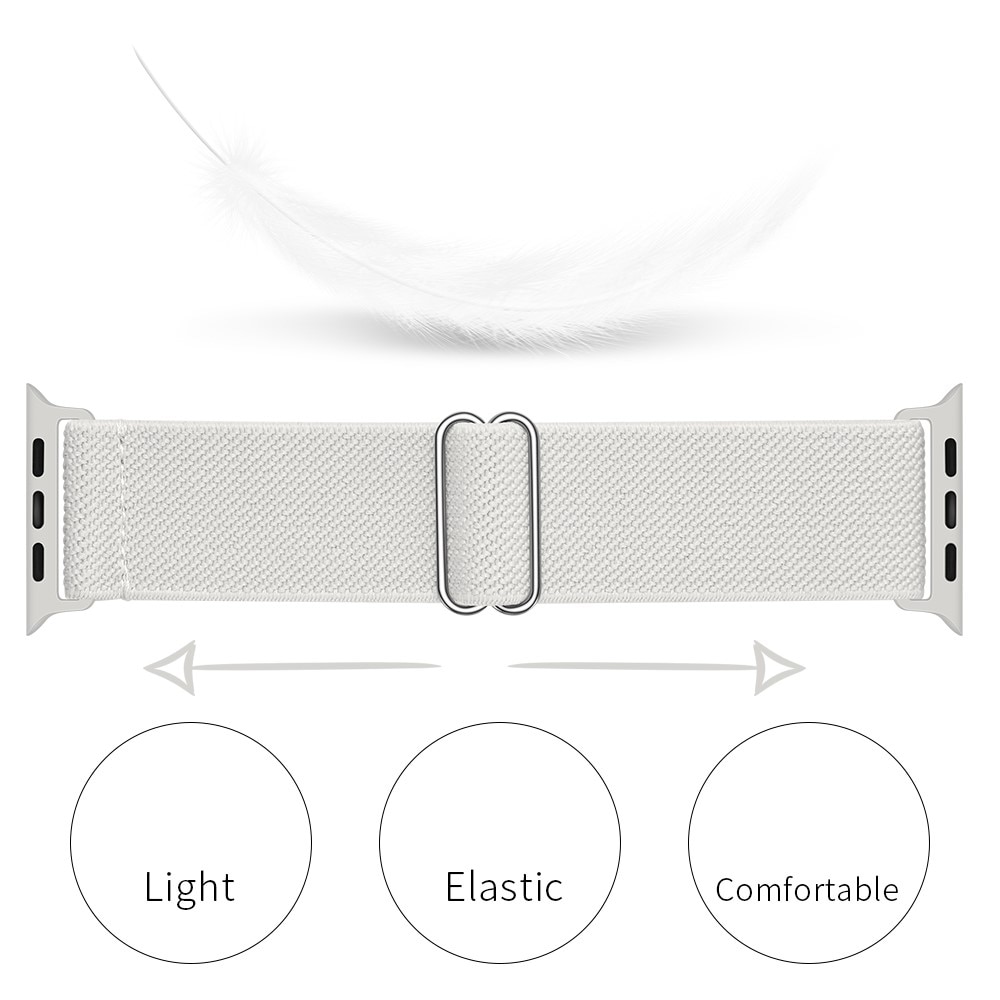 Elastisk Nylonurrem Apple Watch 41mm Series 9 hvid