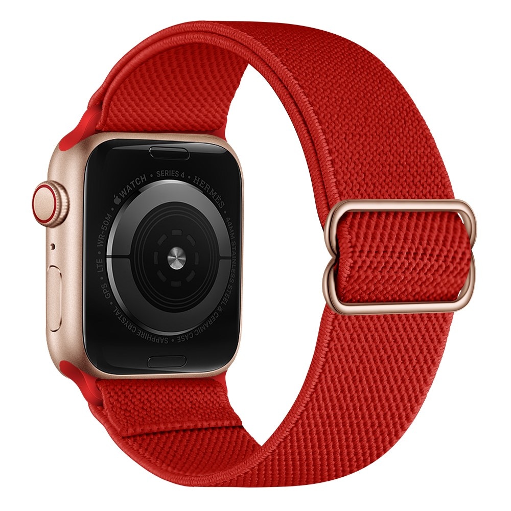 Elastisk Nylonurrem Apple Watch 45mm Series 9 rød