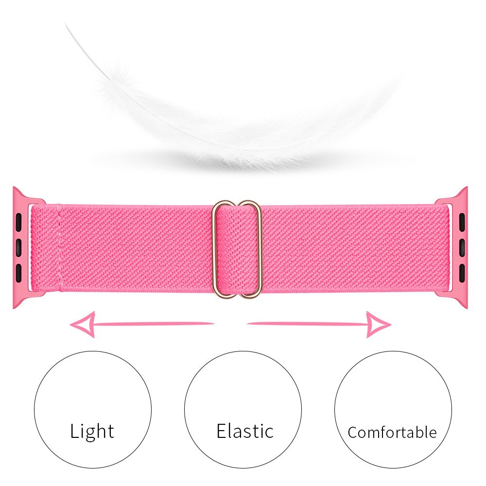 Elastisk Nylonurrem Apple Watch Series 4-6 40mm Lyserød