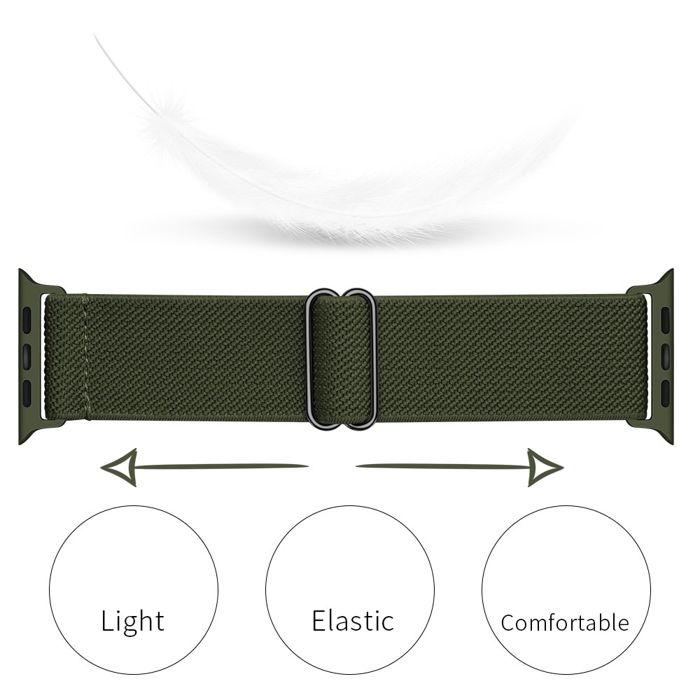 Elastisk Nylonurrem Apple Watch 45mm Series 9 grøn