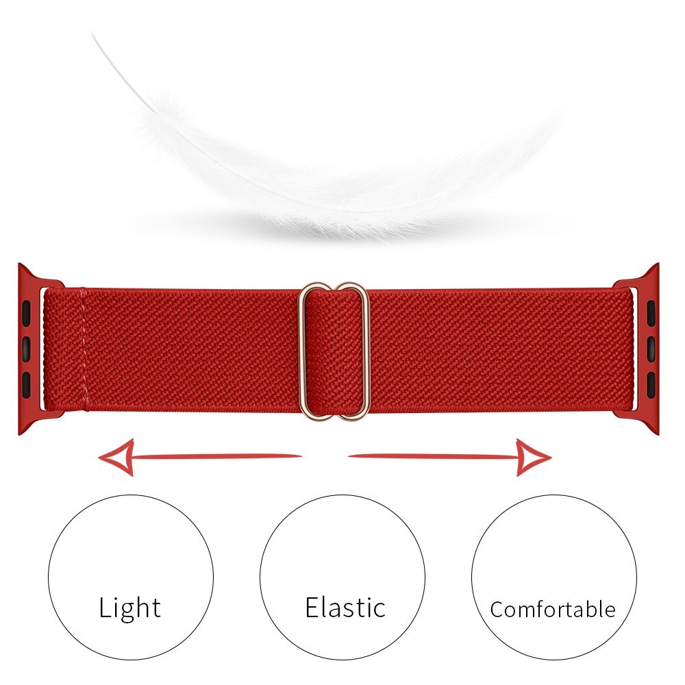 Elastisk Nylonurrem Apple Watch Series 8 45mm Rød