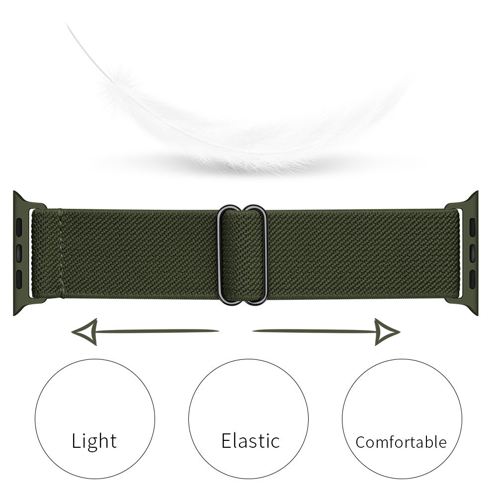 Elastisk Nylonurrem Apple Watch Series 8 45mm Grøn