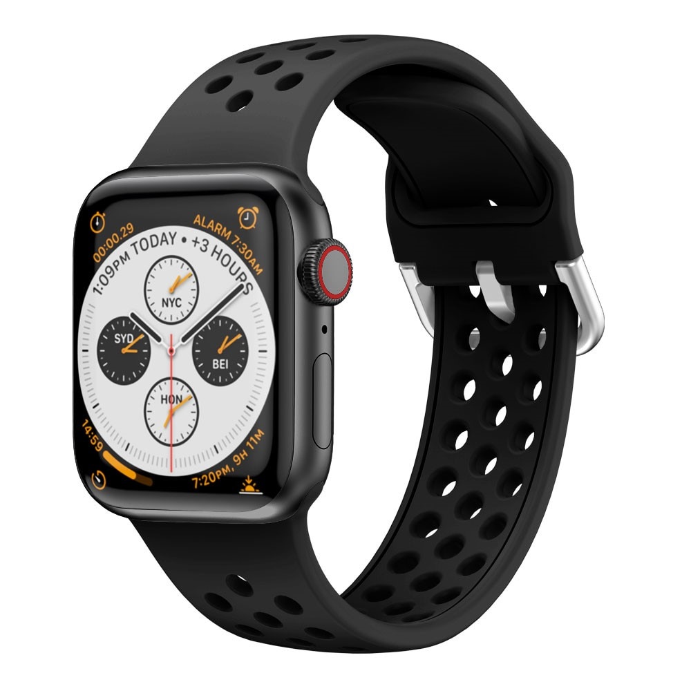 Silikonearmbånd Sport Apple Watch 42/44/45 mm sort