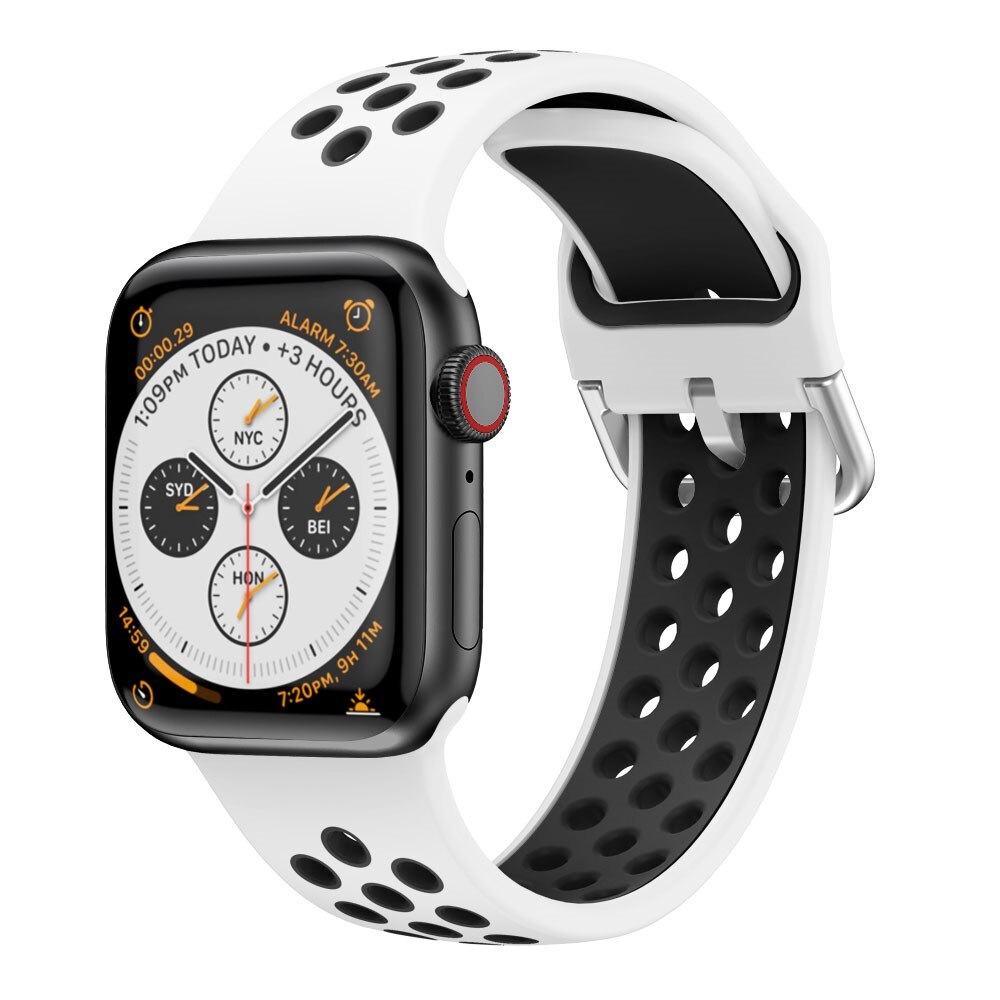 Silikonearmbånd Sport Apple Watch 42/44/45 mm hvid