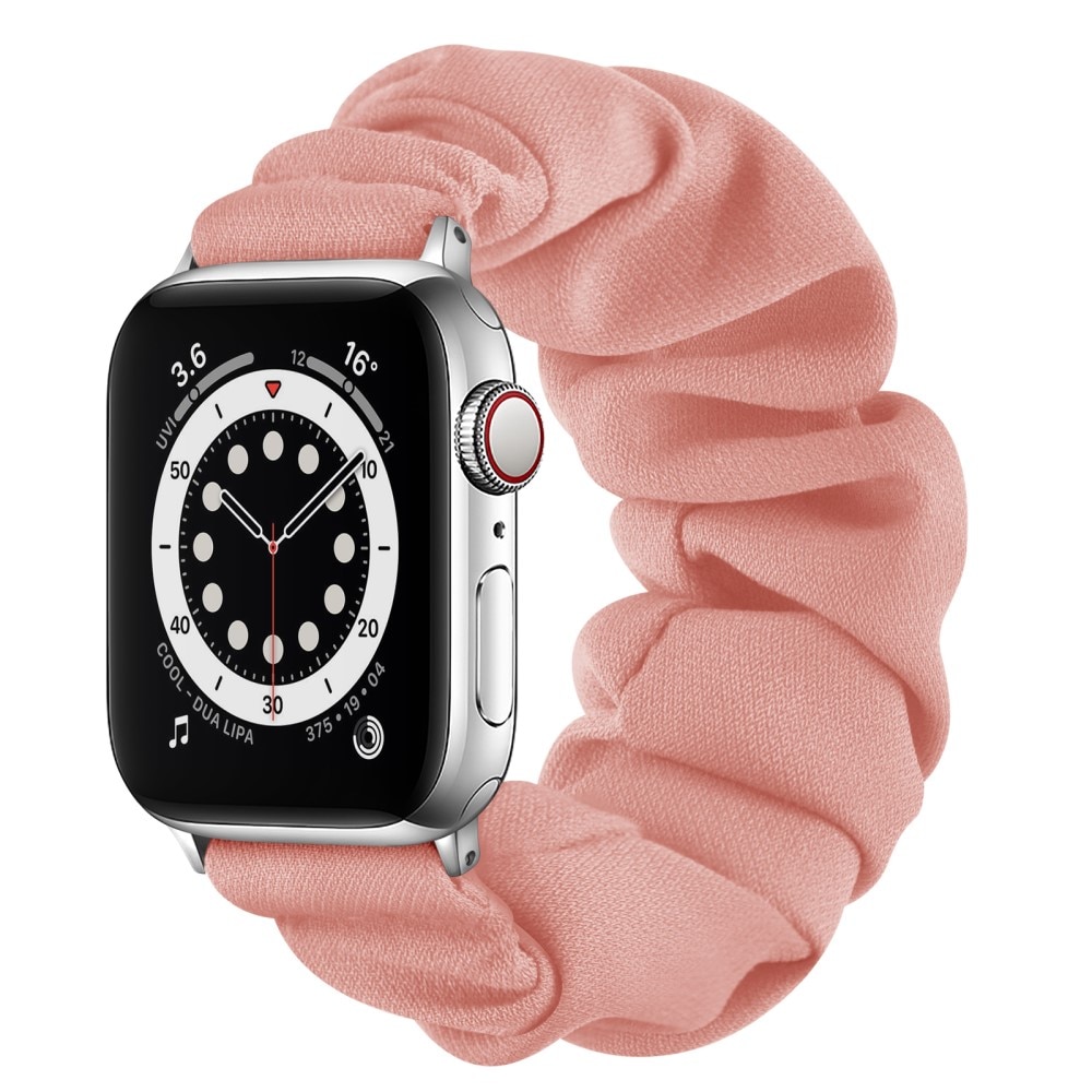 Scrunchie Armbånd Apple Watch 41mm Series 7 lyserød/sølv