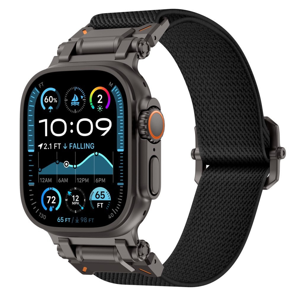 Elastisk Nylonurrem Apple Watch Series 8 45mm Sort