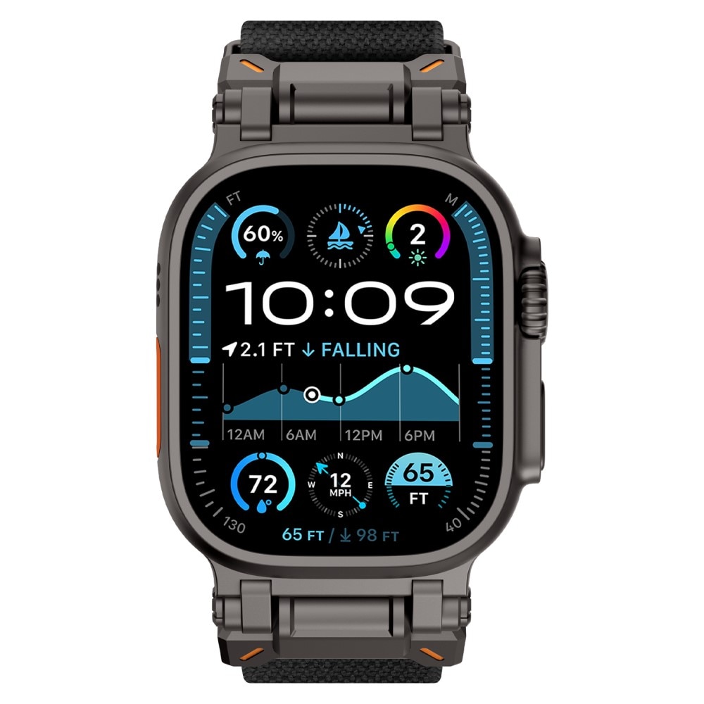 Elastisk Nylonurrem Apple Watch Series 8 45mm Sort