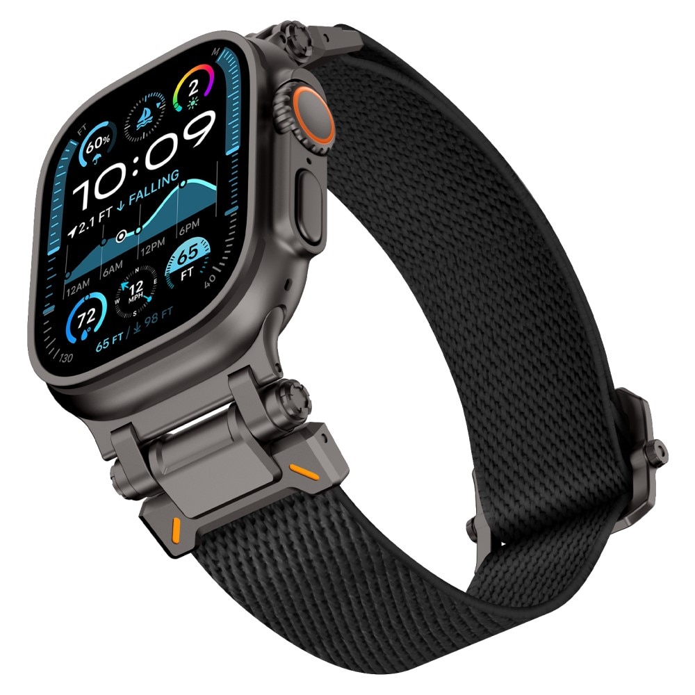 Elastisk Nylonurrem Apple Watch Series 8 45mm Sort