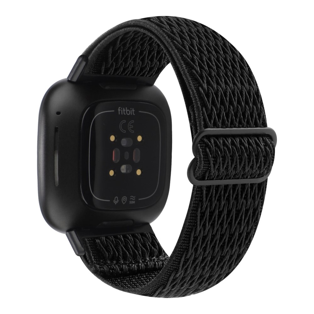 Elastiskt vævet Nylonreim Fitbit Versa 3 sort