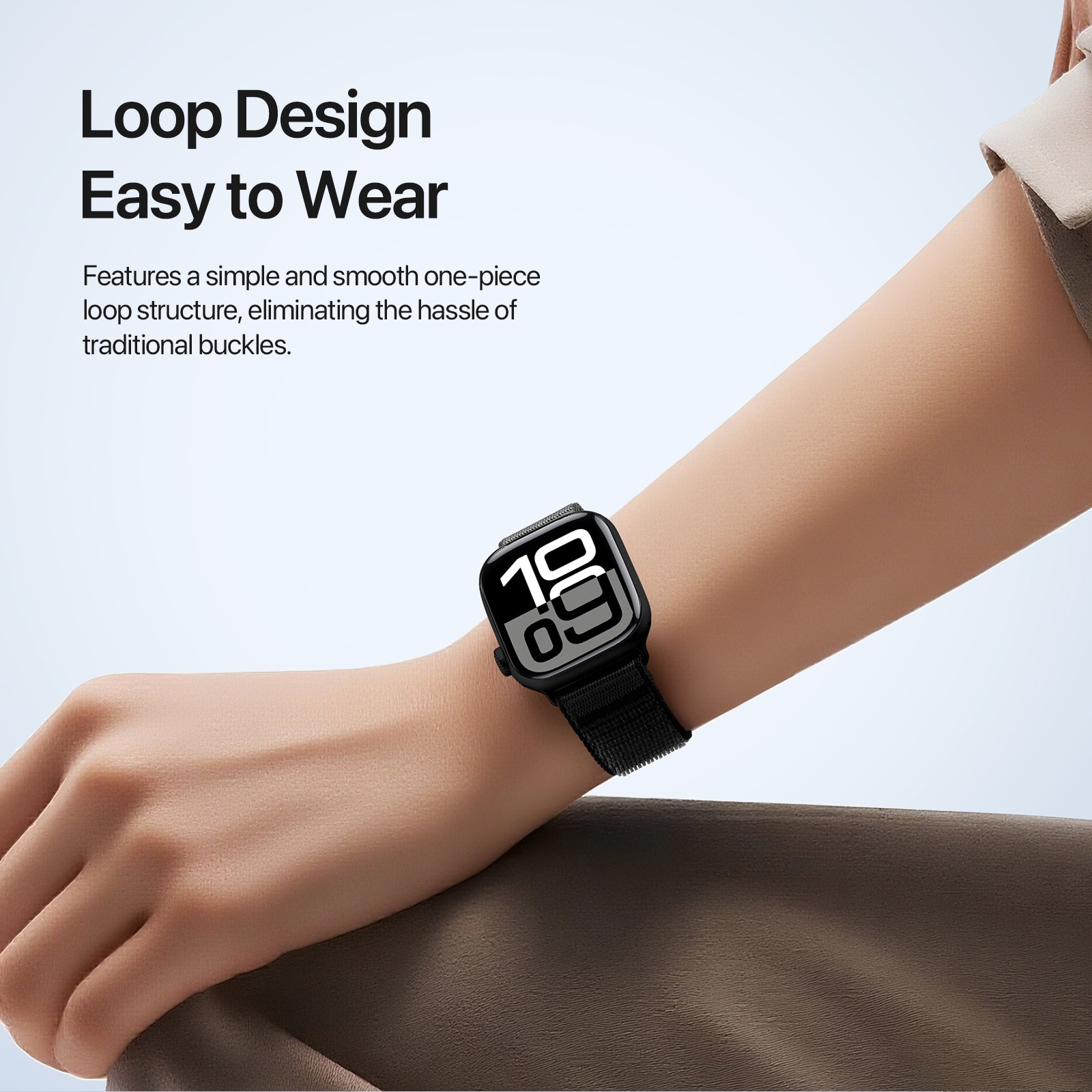 Nylon Armbånd Apple Watch Series 10 42mm Sort